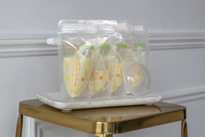 Starter Set - Reusable Breastmilk Storage Bags and Lacticups® Essentials (Stoppers Included) Storage Bags Lacticups: The Original Breastmilk Collection Cup | Essential Breastfeeding Supply